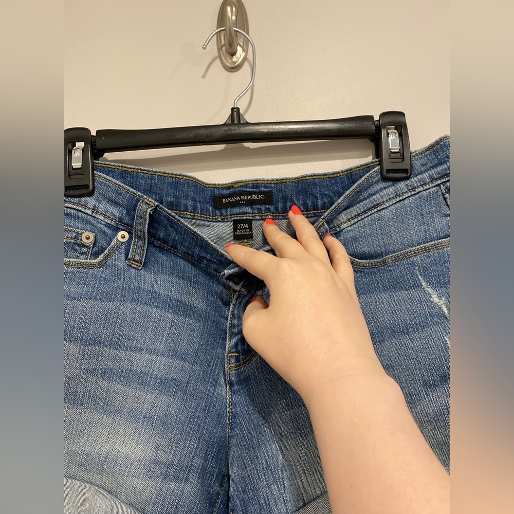 Banana Republic Cuffed Distressed Denim Jean Shorts - Picture 2 of 3